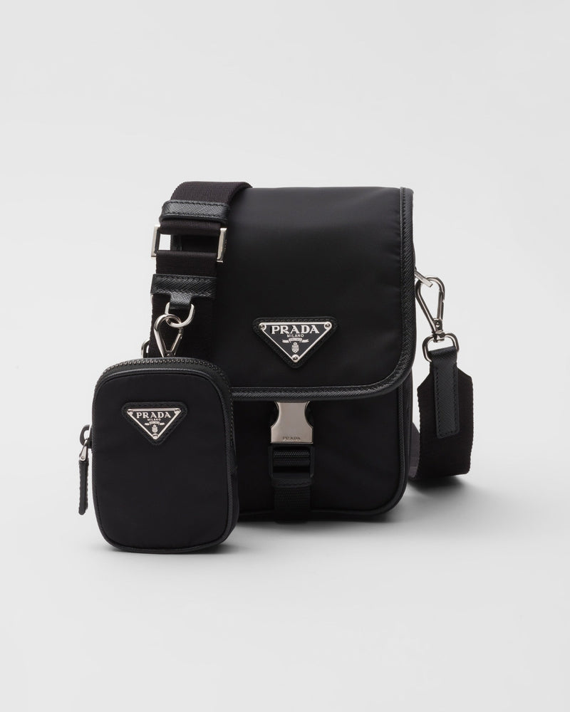 Sac porté épaule en Re-Nylon et cuir Saffiano