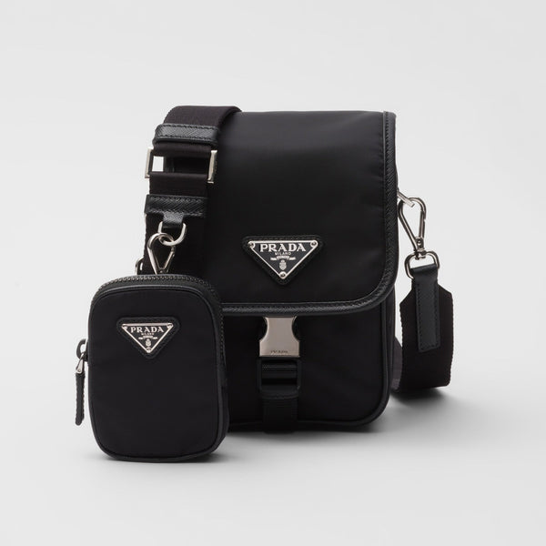 Sac porté épaule en Re-Nylon et cuir Saffiano