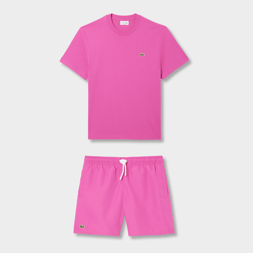 Ensemble short/t-shirt Lacoste Rose vif