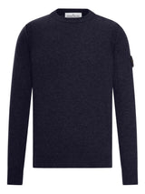 Stone Island Pull Col Rond Bleu Marine