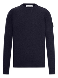 Stone Island Pull Col Rond Bleu Marine