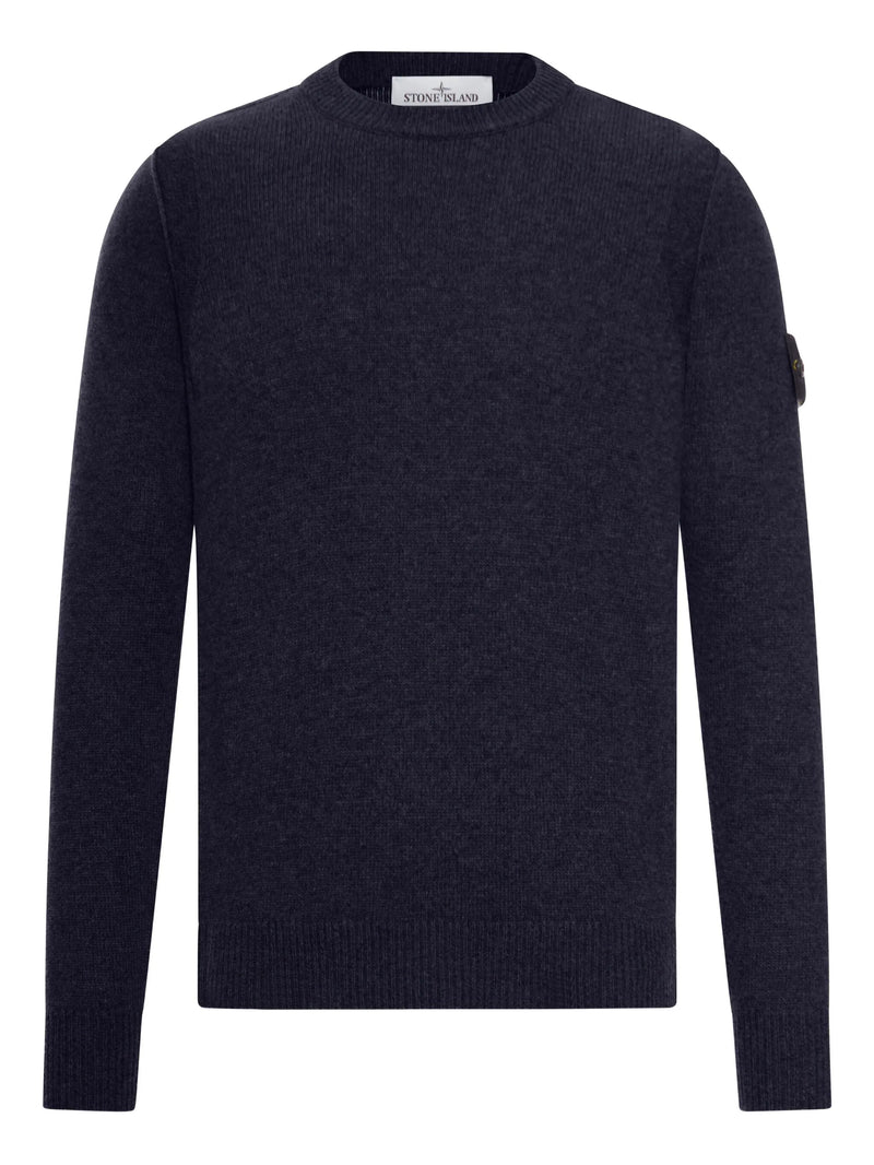 Stone Island Pull Col Rond Bleu Marine