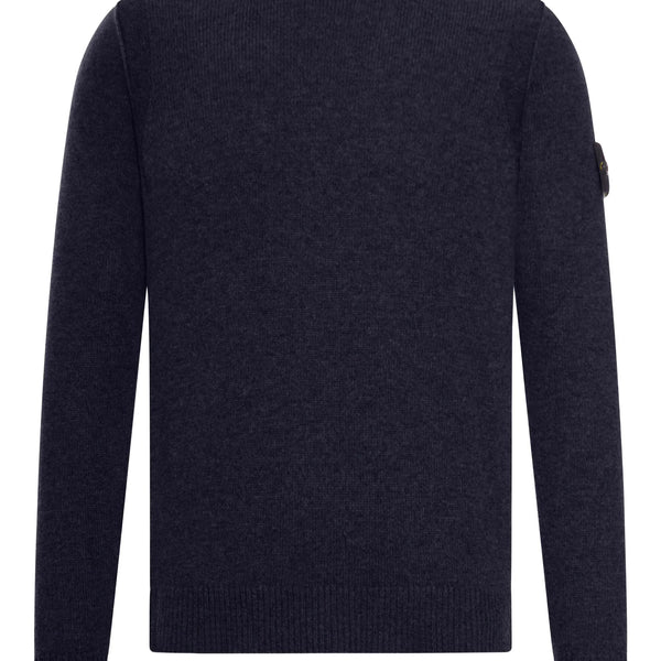 Stone Island Pull Col Rond Bleu Marine