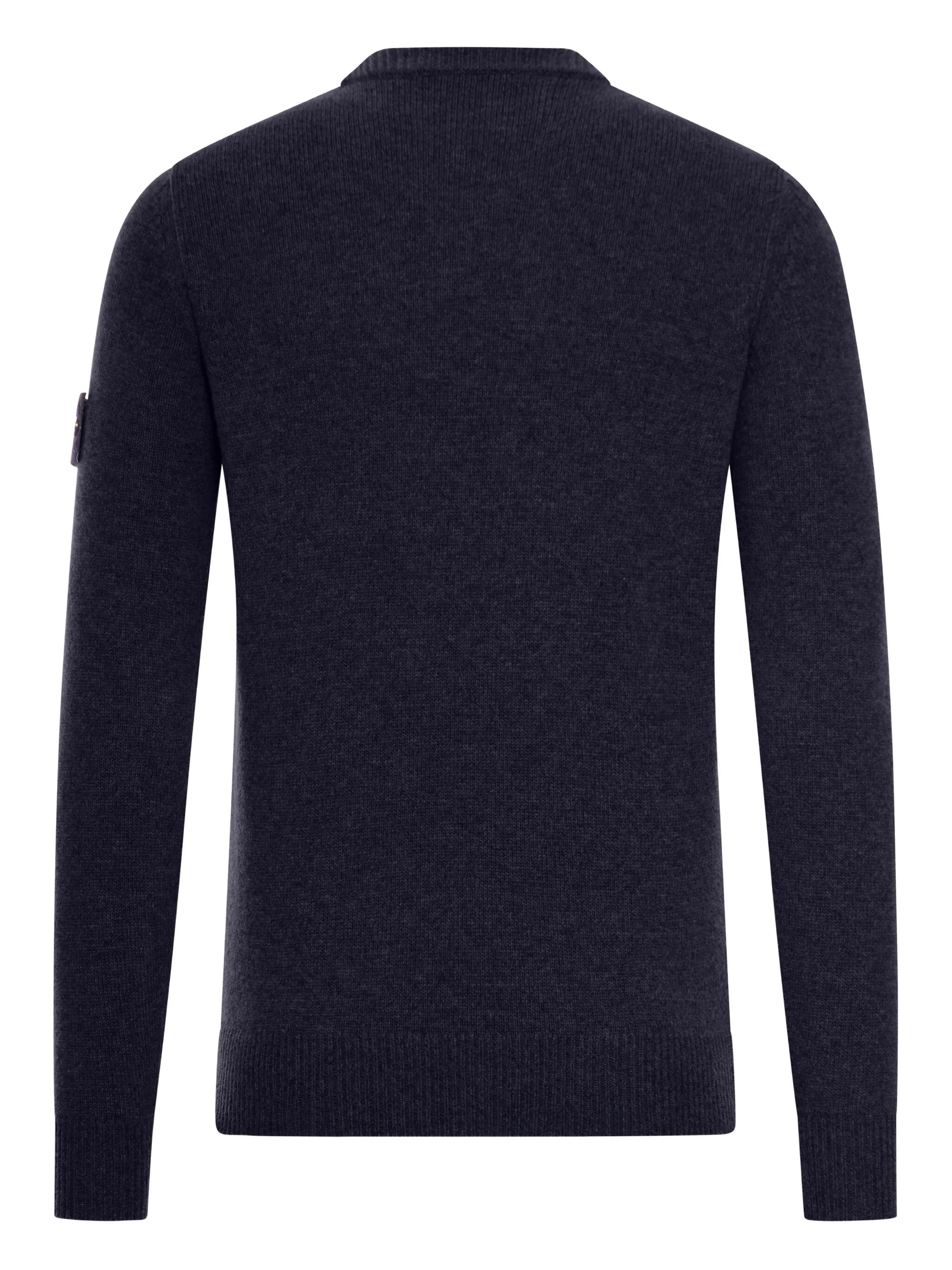 Stone Island Pull Col Rond Bleu Marine