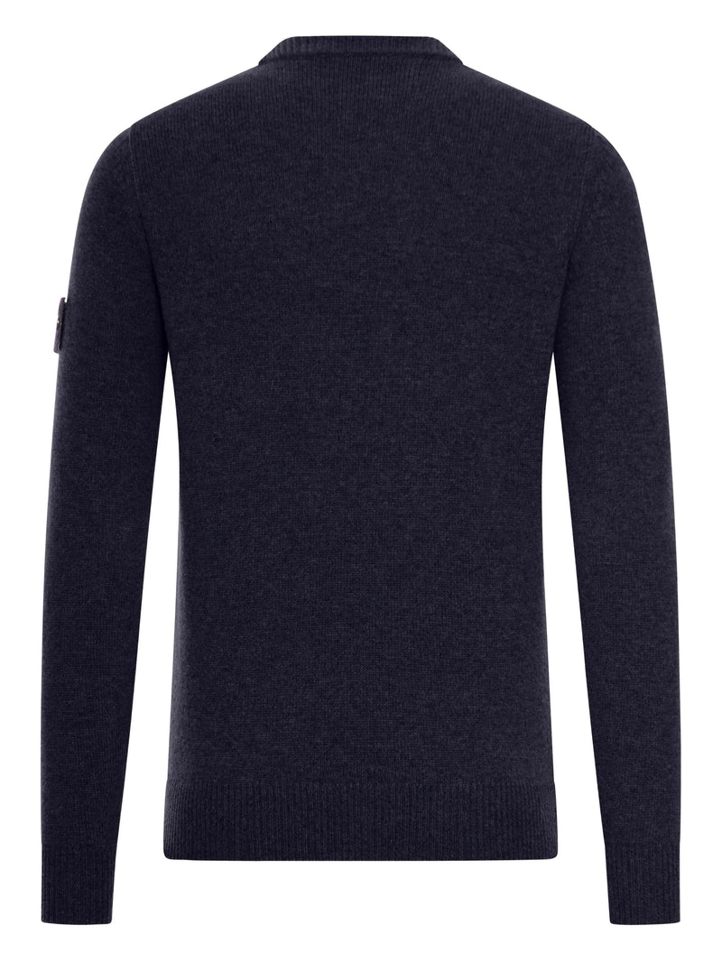 Stone Island Pull Col Rond Bleu Marine