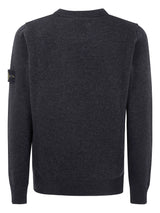 Stone Island Pull Col Rond Gris Foncé