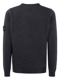 Stone Island Pull Col Rond Gris Foncé