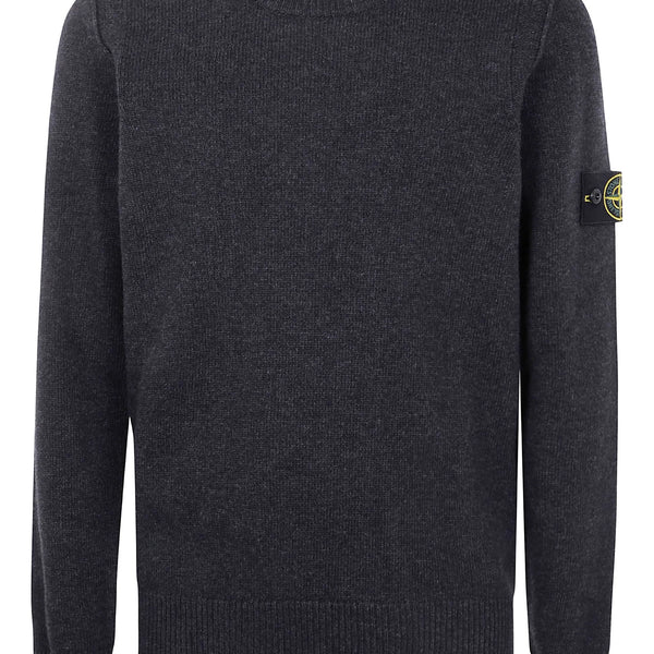 Stone Island Pull Col Rond Gris Foncé