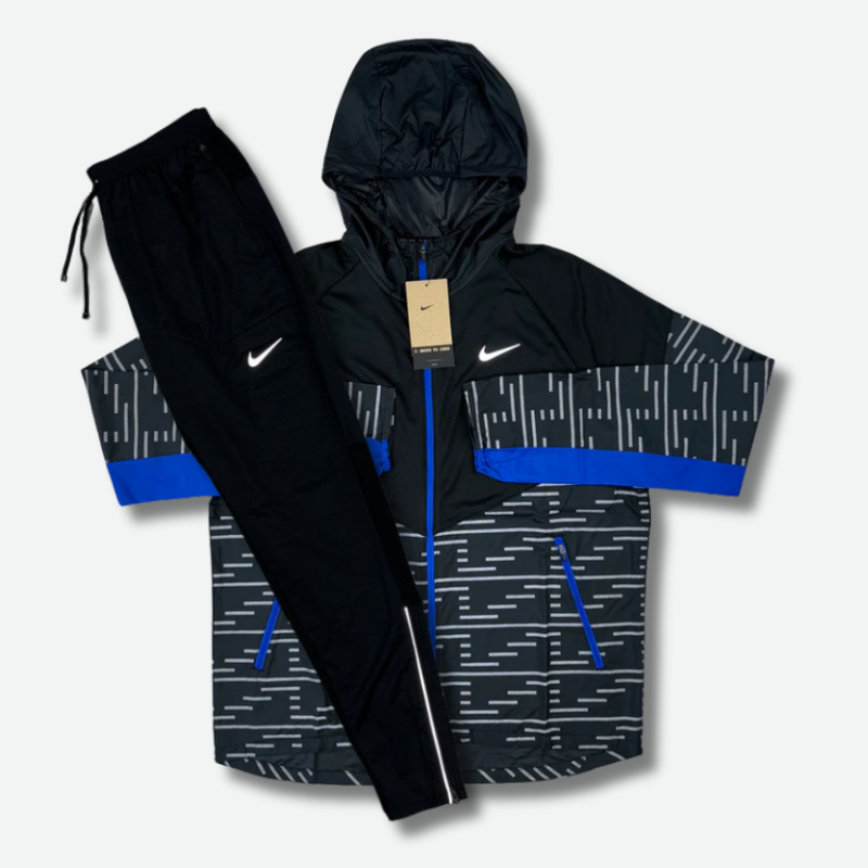 Ensemble survêtement running Noir et bleu