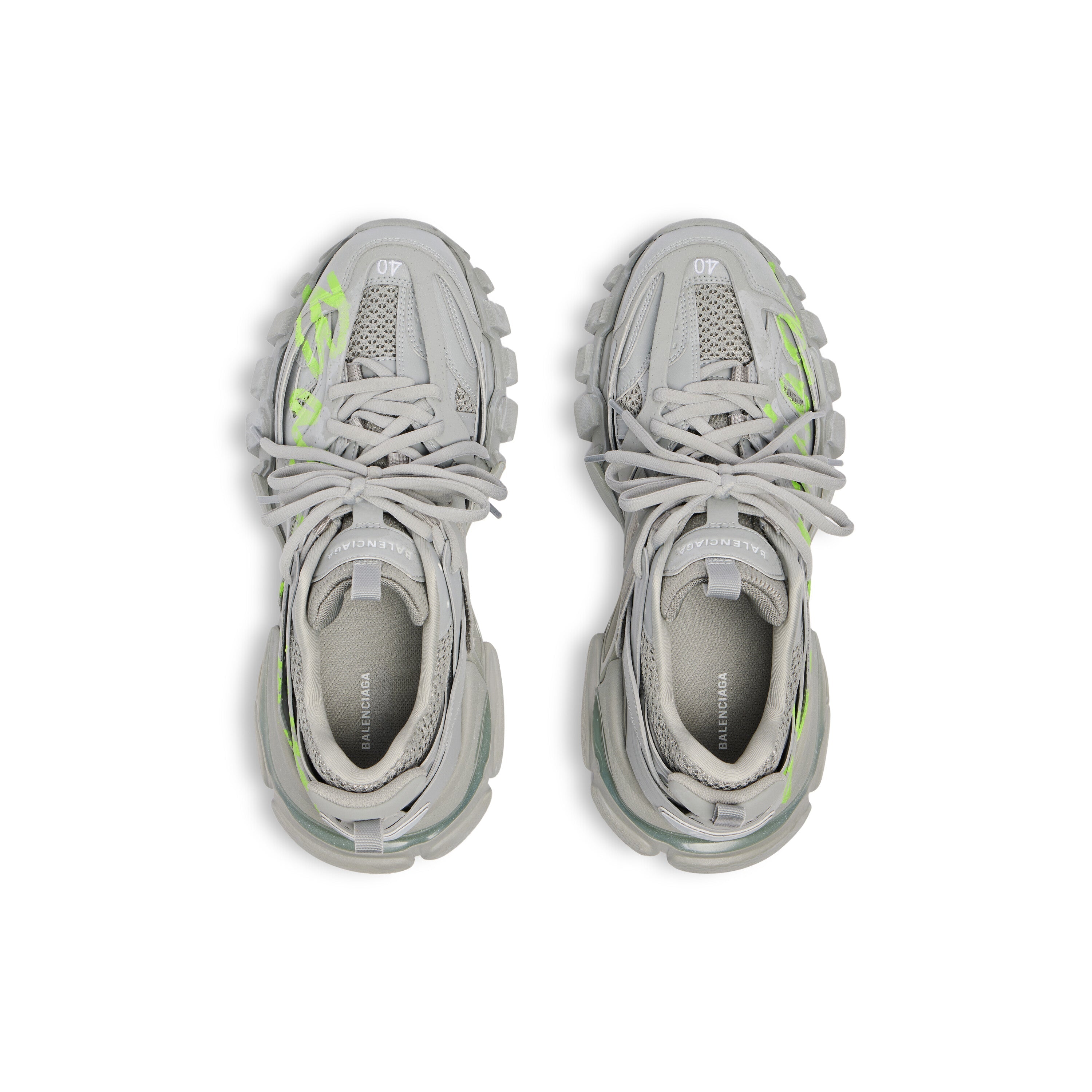 Balanciaga Track Gris Avec Logo Jaune Fluo