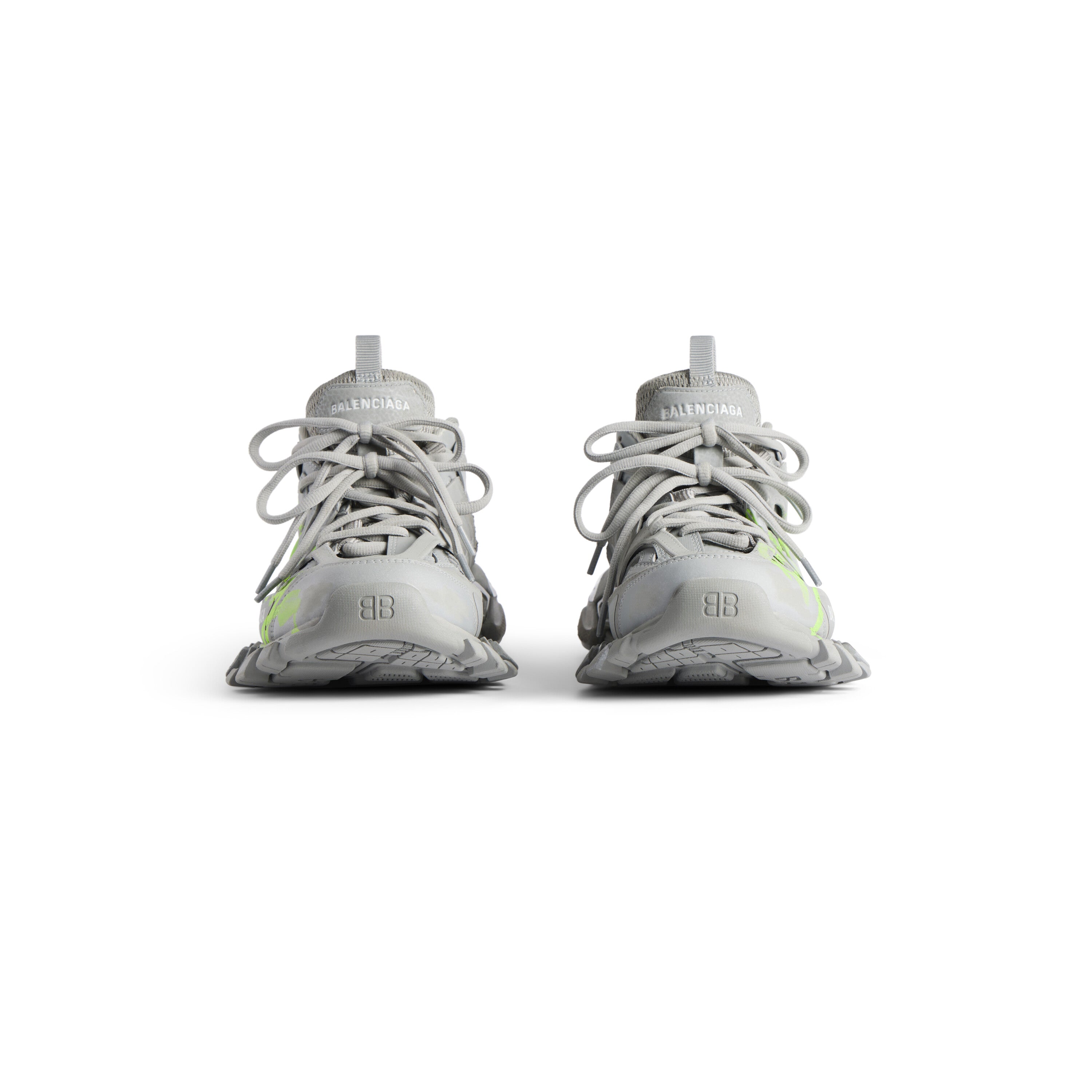 Balanciaga Track Gris Avec Logo Jaune Fluo