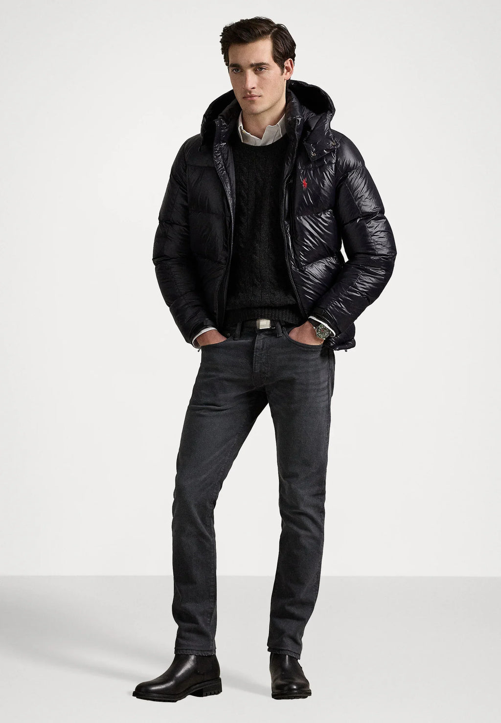 Doudoune Ralph Lauren Puffer Noir Brillante