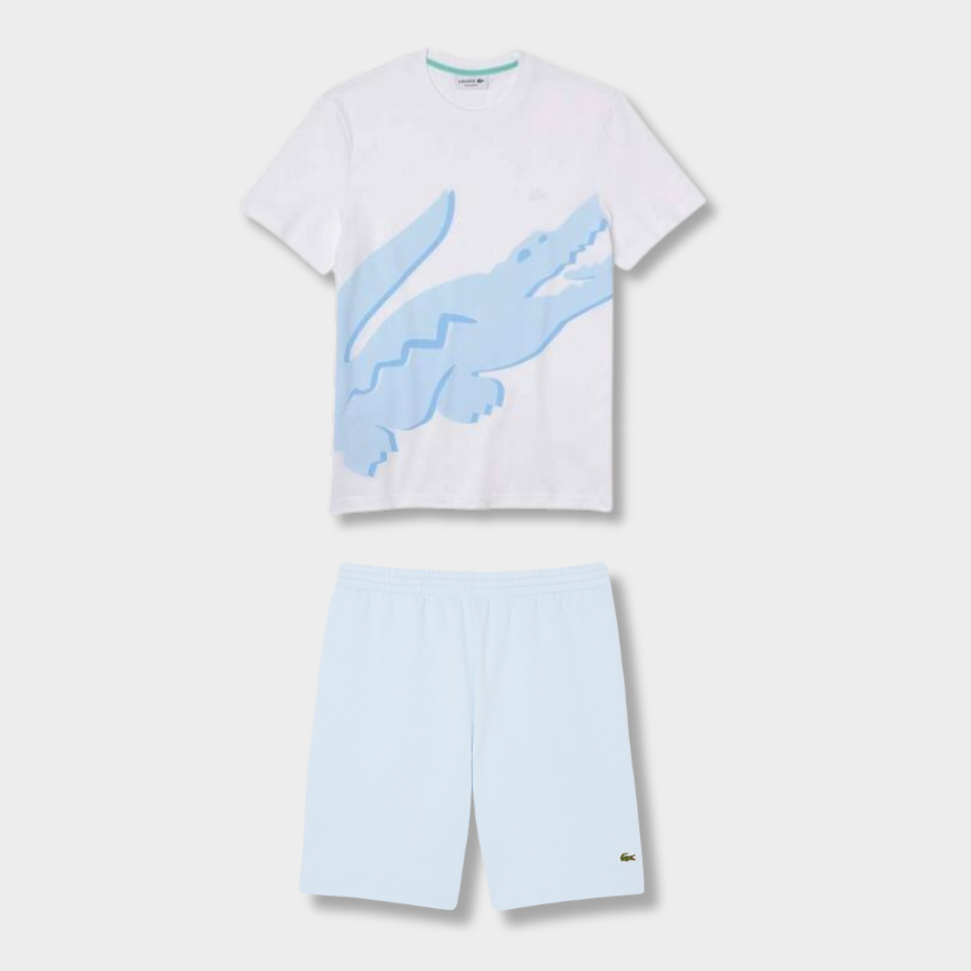 Ensemble short/t-shirt Lacoste Bleu et blanc