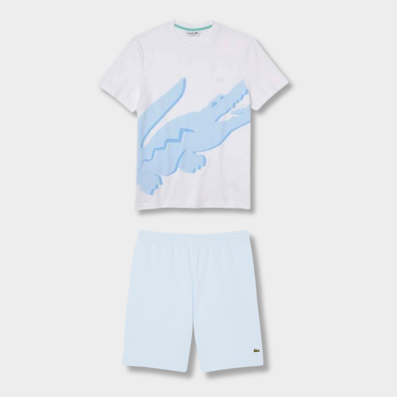 Ensemble short/t-shirt Lacoste Bleu et blanc
