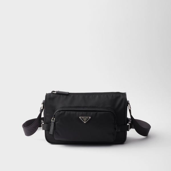Sac de taille moyenne porté épaule en Re-Nylon et cuir Saffiano