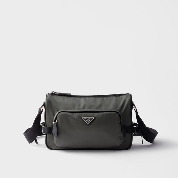 Sac de taille moyenne porté épaule en Re-Nylon et cuir Saffiano