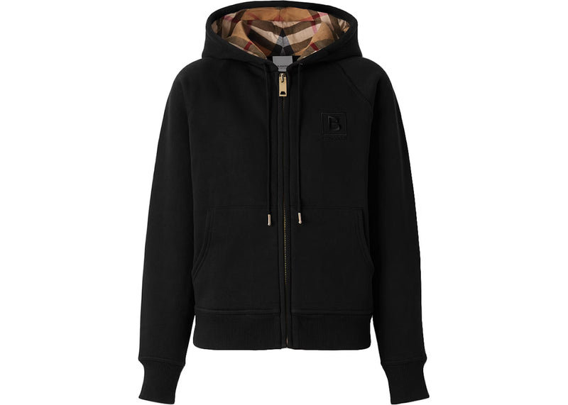Sweat zippée Burberry à capuche à carreaux Noir