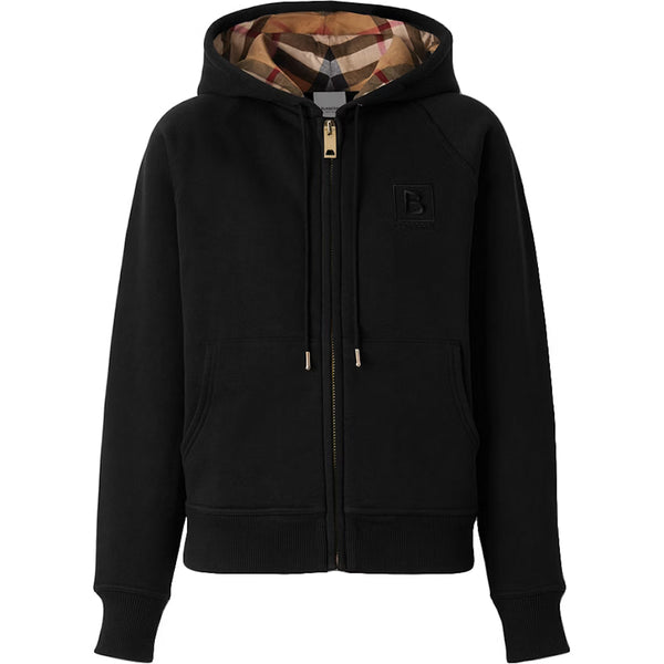 Sweat zippée Burberry à capuche à carreaux Noir