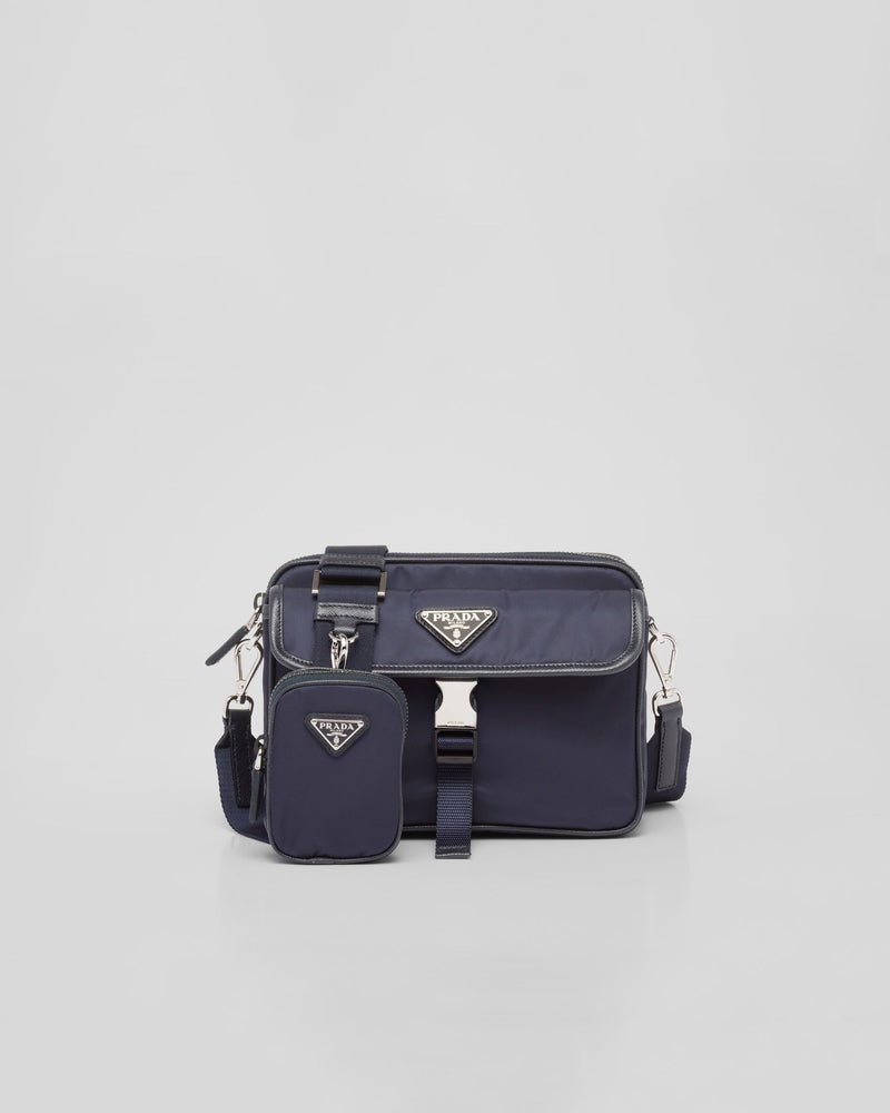 Sac porté épaule en Re-Nylon et cuir Saffiano