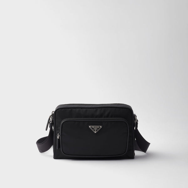 Petit sac porté épaule en Re-Nylon et cuir Saffia