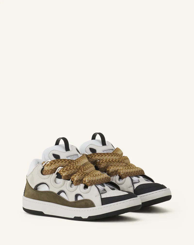 Lanvin Curb Blanc Et Kaki