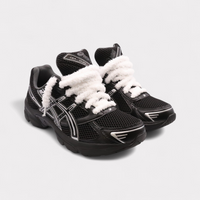 GEL-1130 Black Pure Silver - Fluffy Laces White