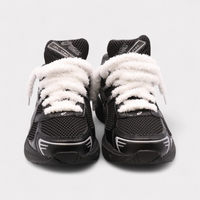 GEL-1130 Black Pure Silver - Fluffy Laces White