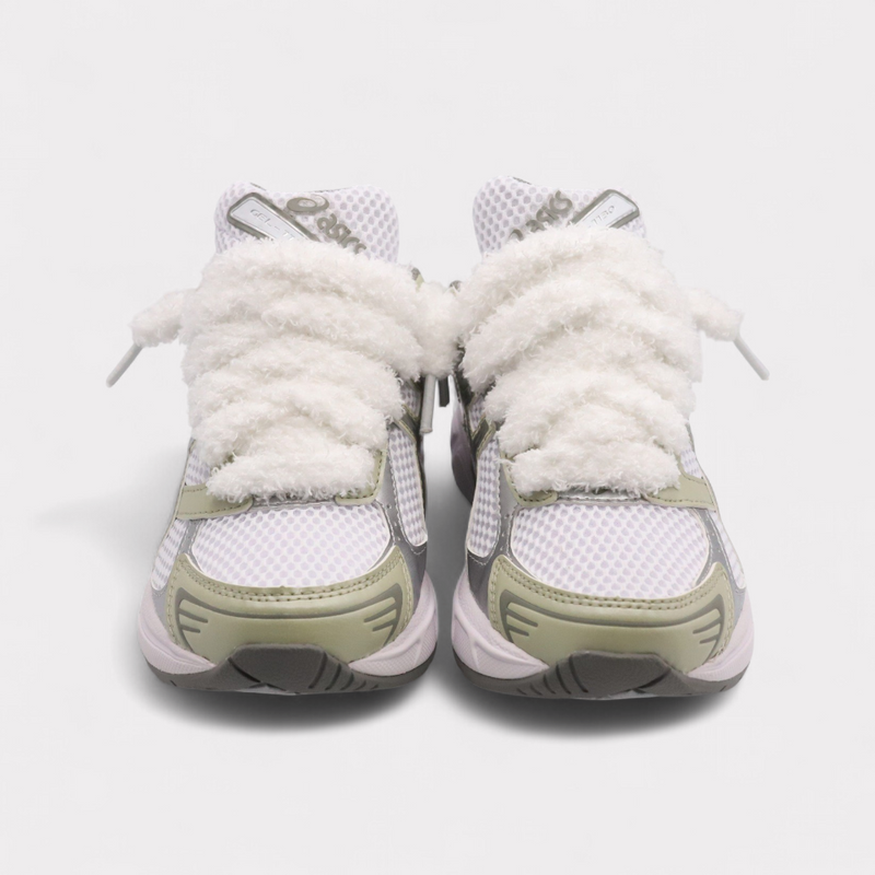 GEL-1130 Dried Leaf Green - Fluffy Laces White