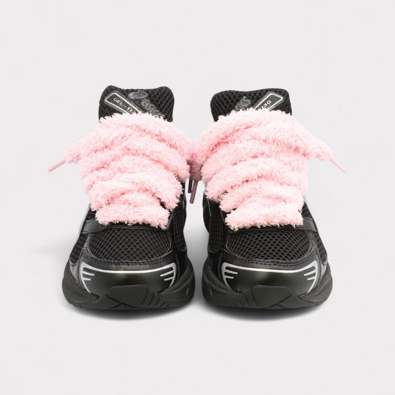 GEL-1130 Black Pure Silver - Fluffy Laces Pink