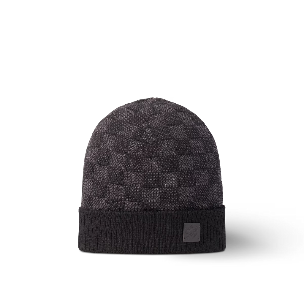 Bonnet et Écharpe Neo Petit Damier Gris Foncé