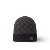 Bonnet et Écharpe Neo Petit Damier Gris Foncé