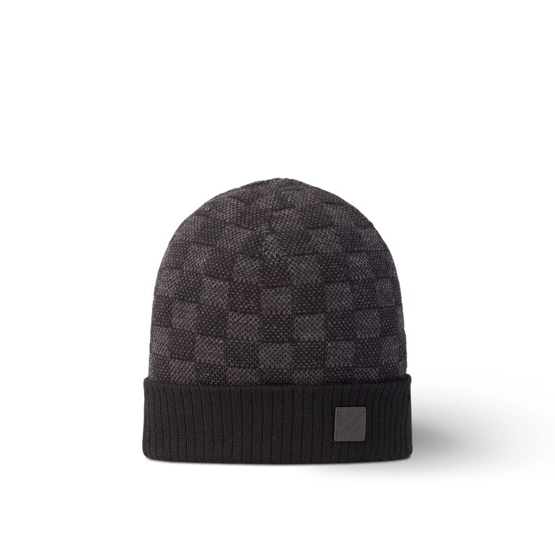 Bonnet et Écharpe Neo Petit Damier Gris Foncé