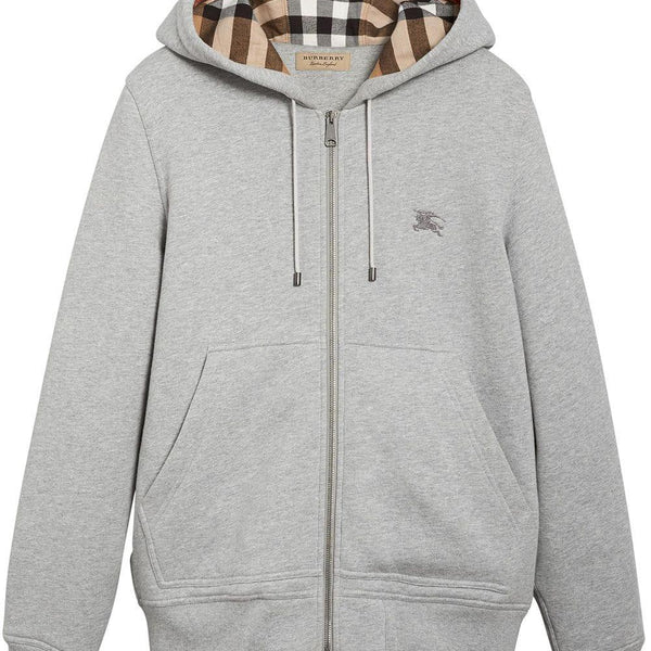 Sweat zippée Burberry à capuche à carreaux Gris