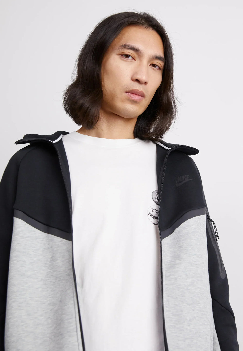 Nike Tech Fleece Zippé Noir Et Gris