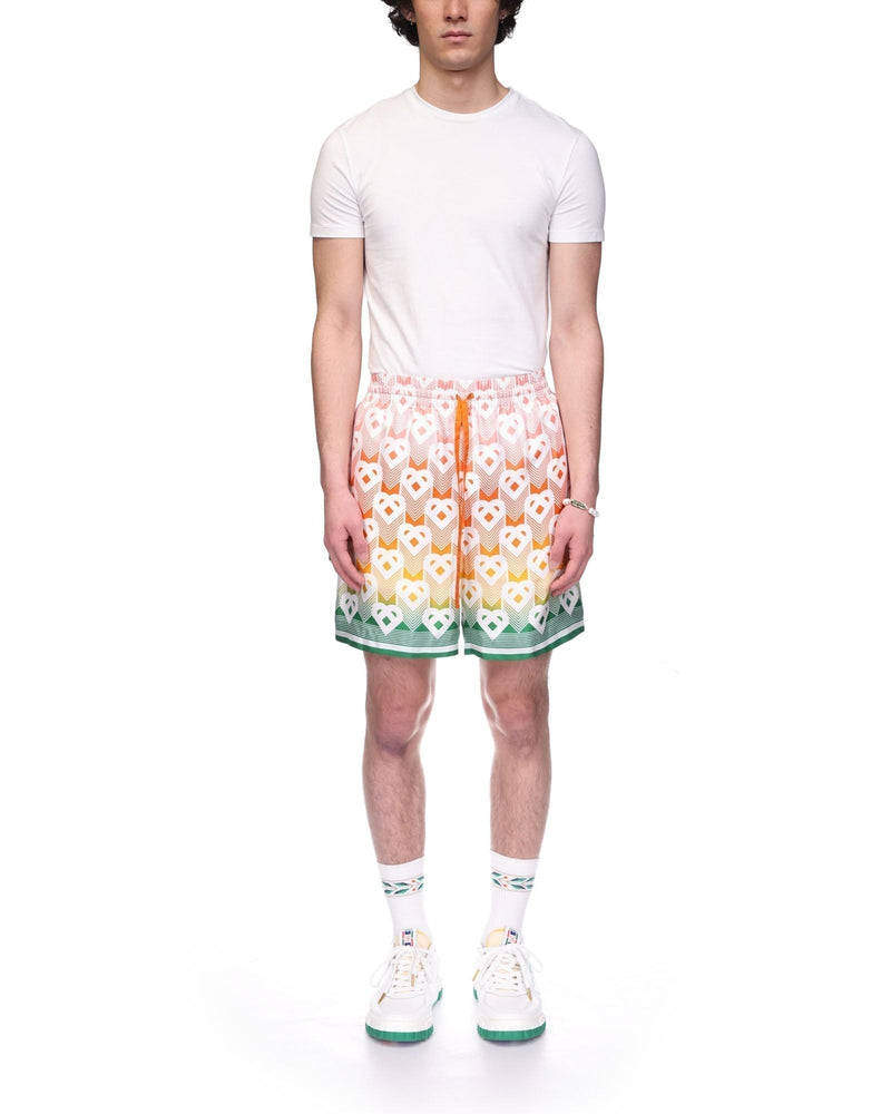 Gradient Heart Monogram Silk Shorts