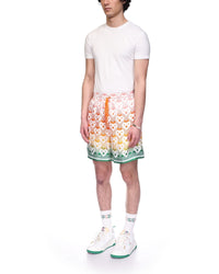 Gradient Heart Monogram Silk Shorts