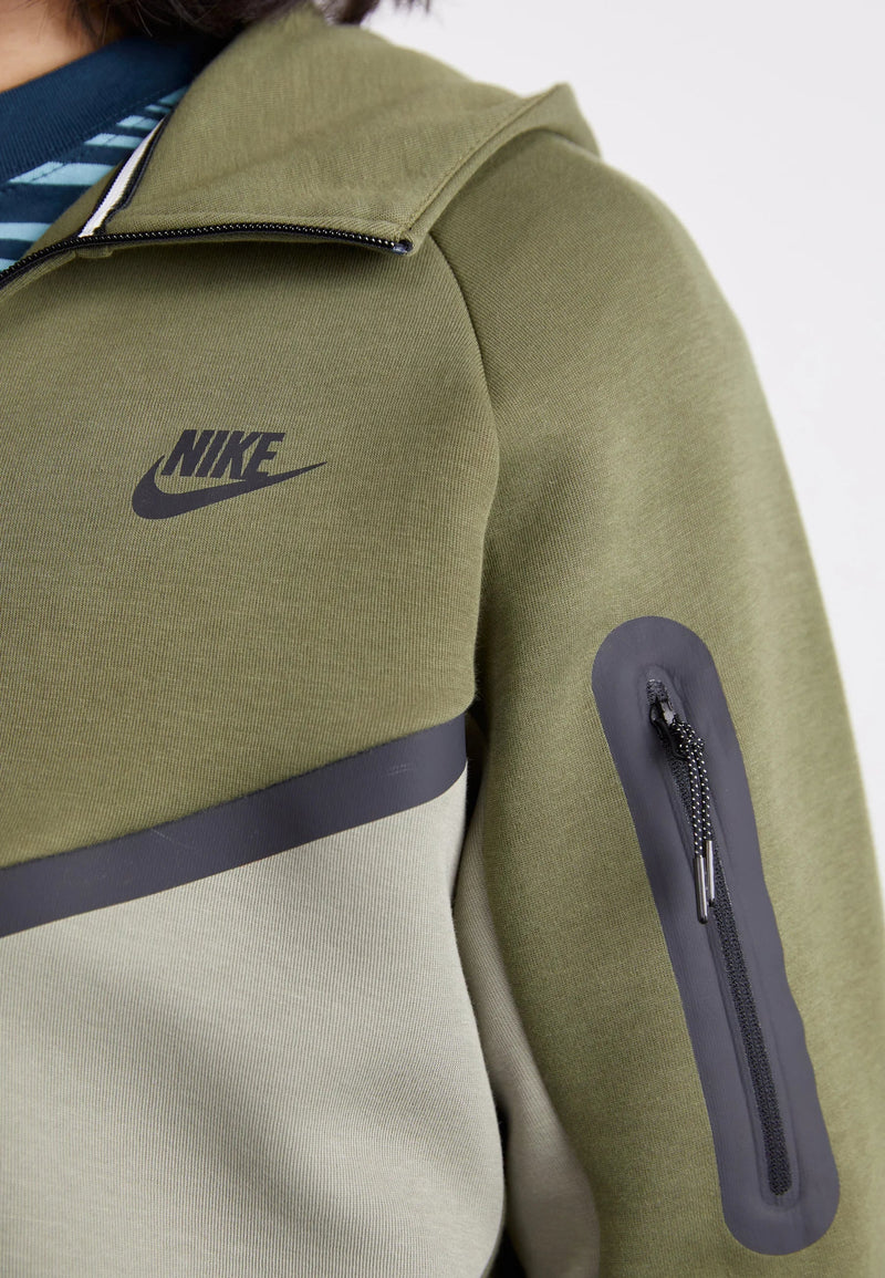 Nike Tech Fleece Zippé Noir Et Vert