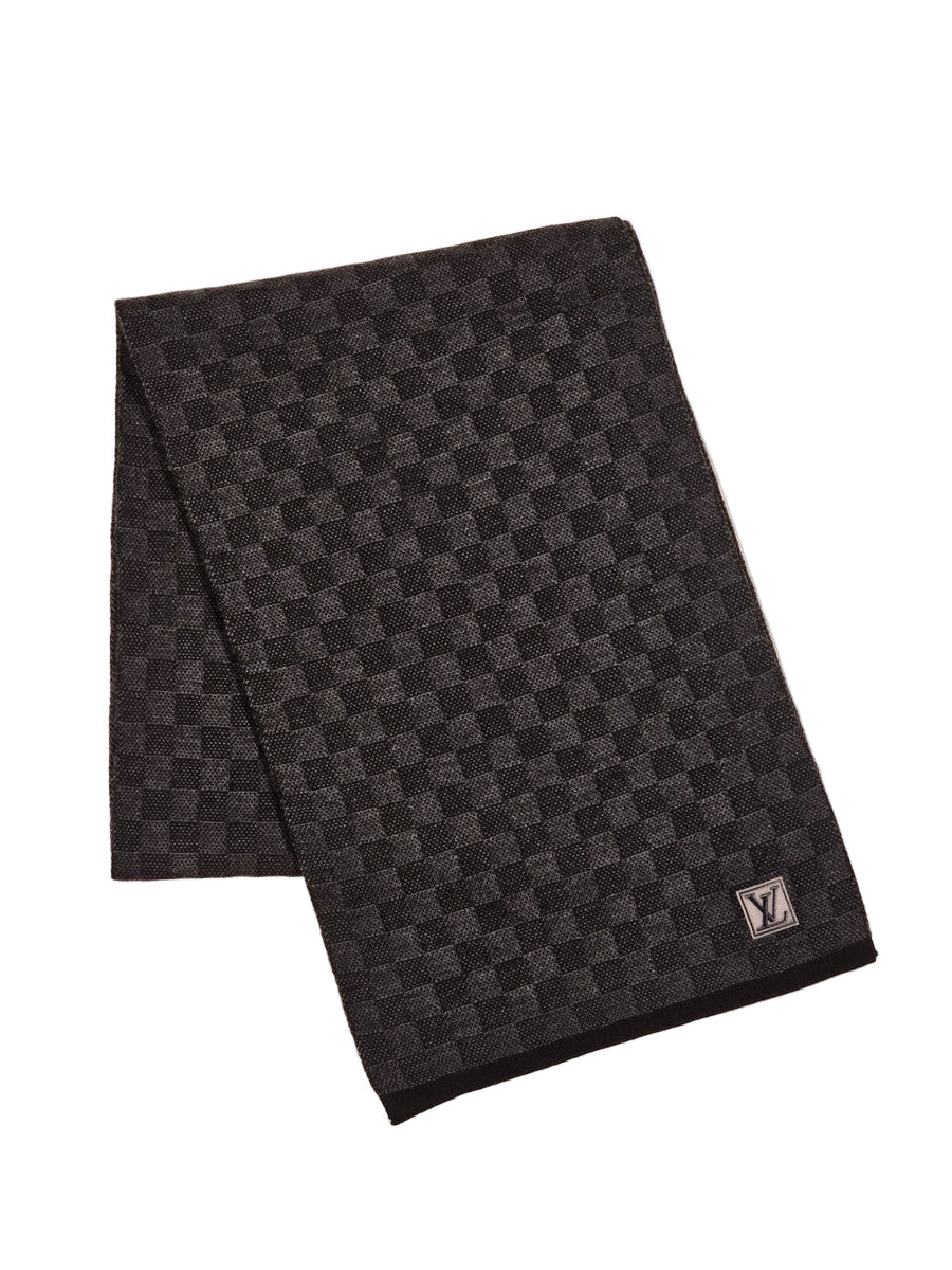Bonnet et Écharpe Neo Petit Damier Gris Foncé
