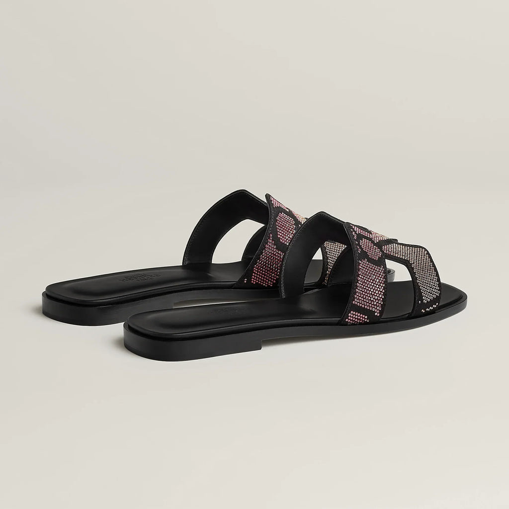 Sandales Oran Noir Et Rose
