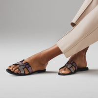 Sandales Oran Noir Et Rose