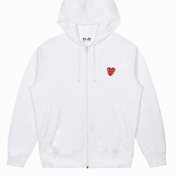 Sweat zippé CDG Avec Capuche Blanc