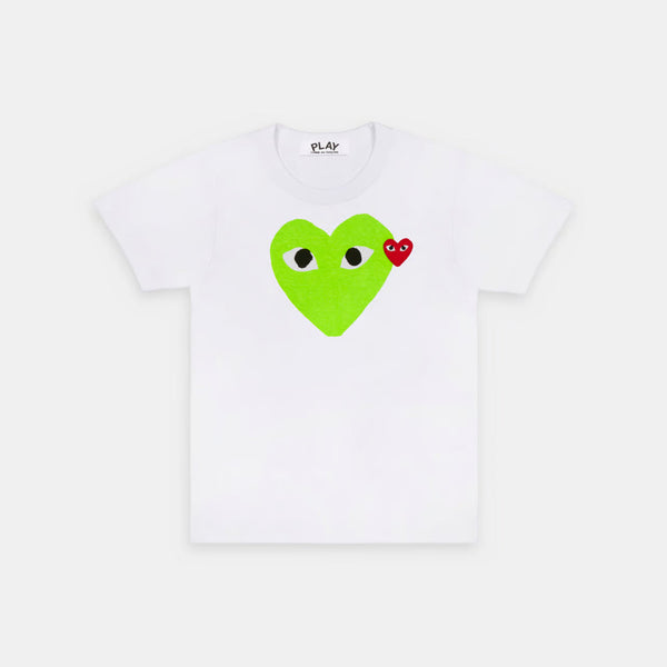 T-Shirt CDG Blanc Et Vert Fluo
