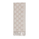 Bonnet Et Écharpe en jacquard de cachemire GG en Blanc Cassé et Beige