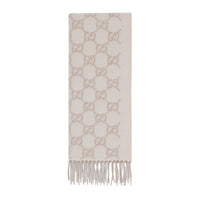 Bonnet Et Écharpe en jacquard de cachemire GG en Blanc Cassé et Beige